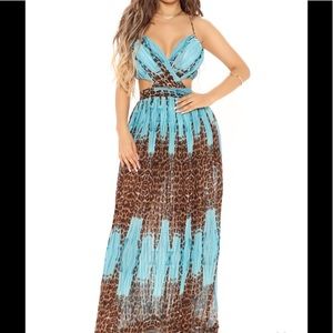 Fashion Nova Noemi blue combo maxi dress